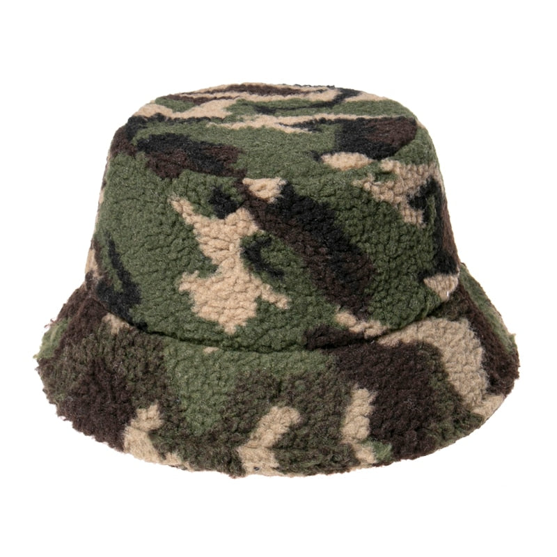 Wool Faux Fur Winter Bucket Hat