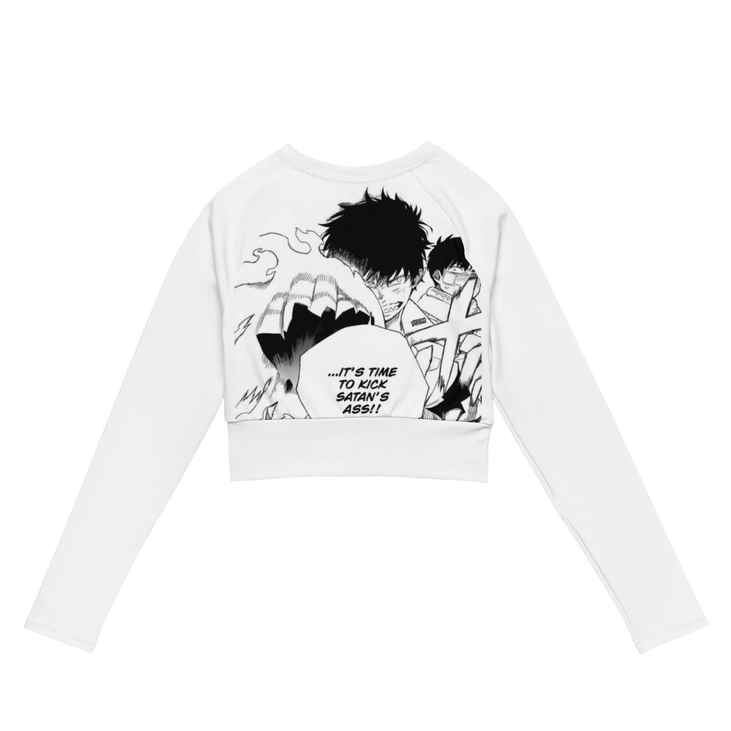 Kicking Satan's Ass Recycled long-sleeve crop top