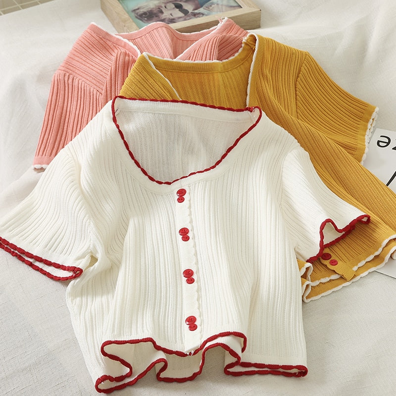 Button Up Knitted T-shirt