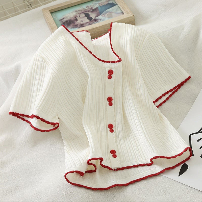 Button Up Knitted T-shirt