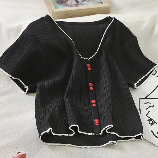 Button Up Knitted T-shirt