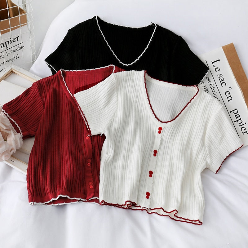 Button Up Knitted T-shirt
