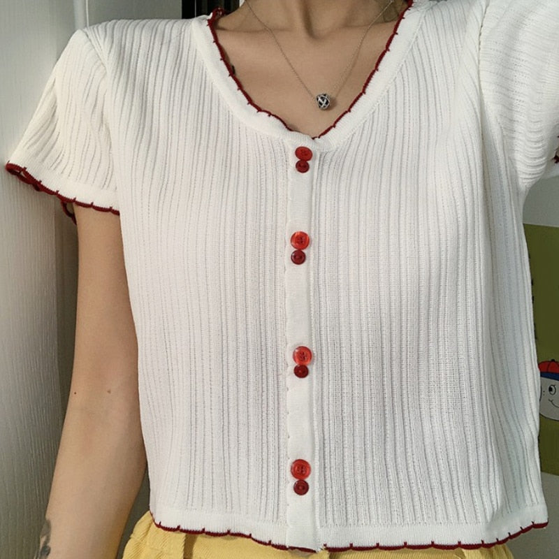 Button Up Knitted T-shirt