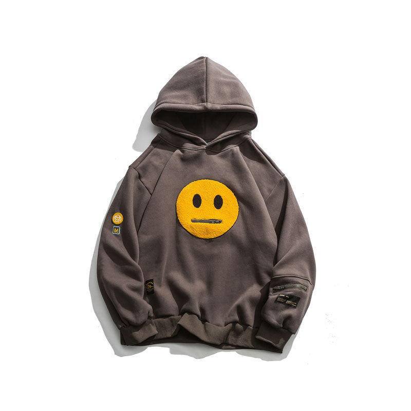 Smile Face Zipper Pocket Hoodie