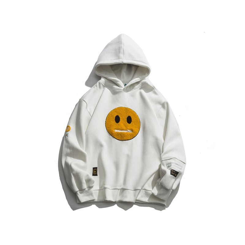 Smile Face Zipper Pocket Hoodie