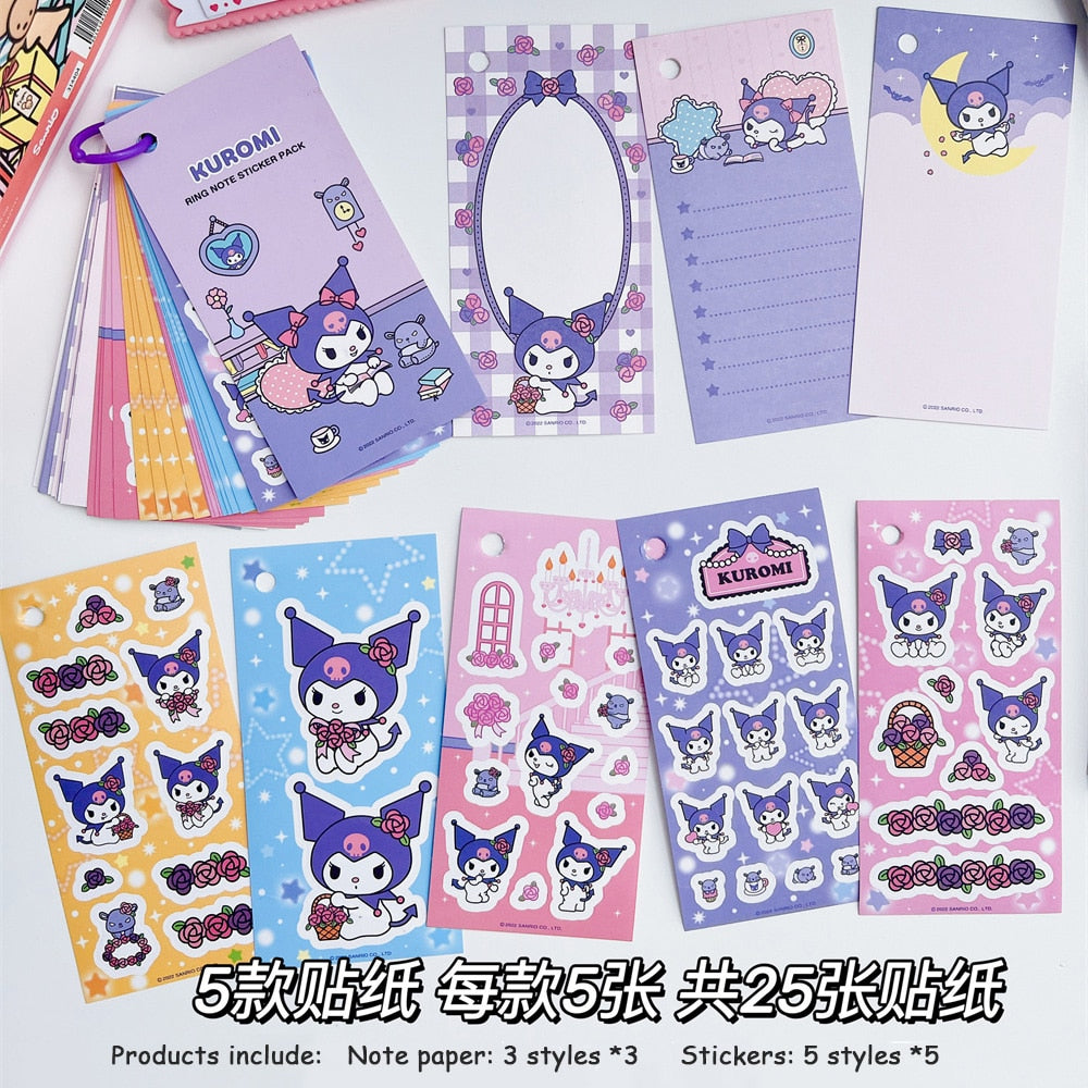 Sanrio Characters Ring Note Sticker Pack Kuromi